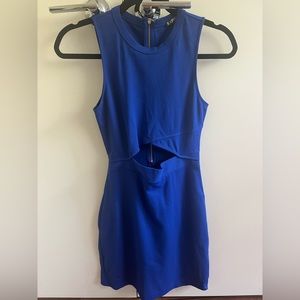 Express electric blue mini bodycon dress with cut-out